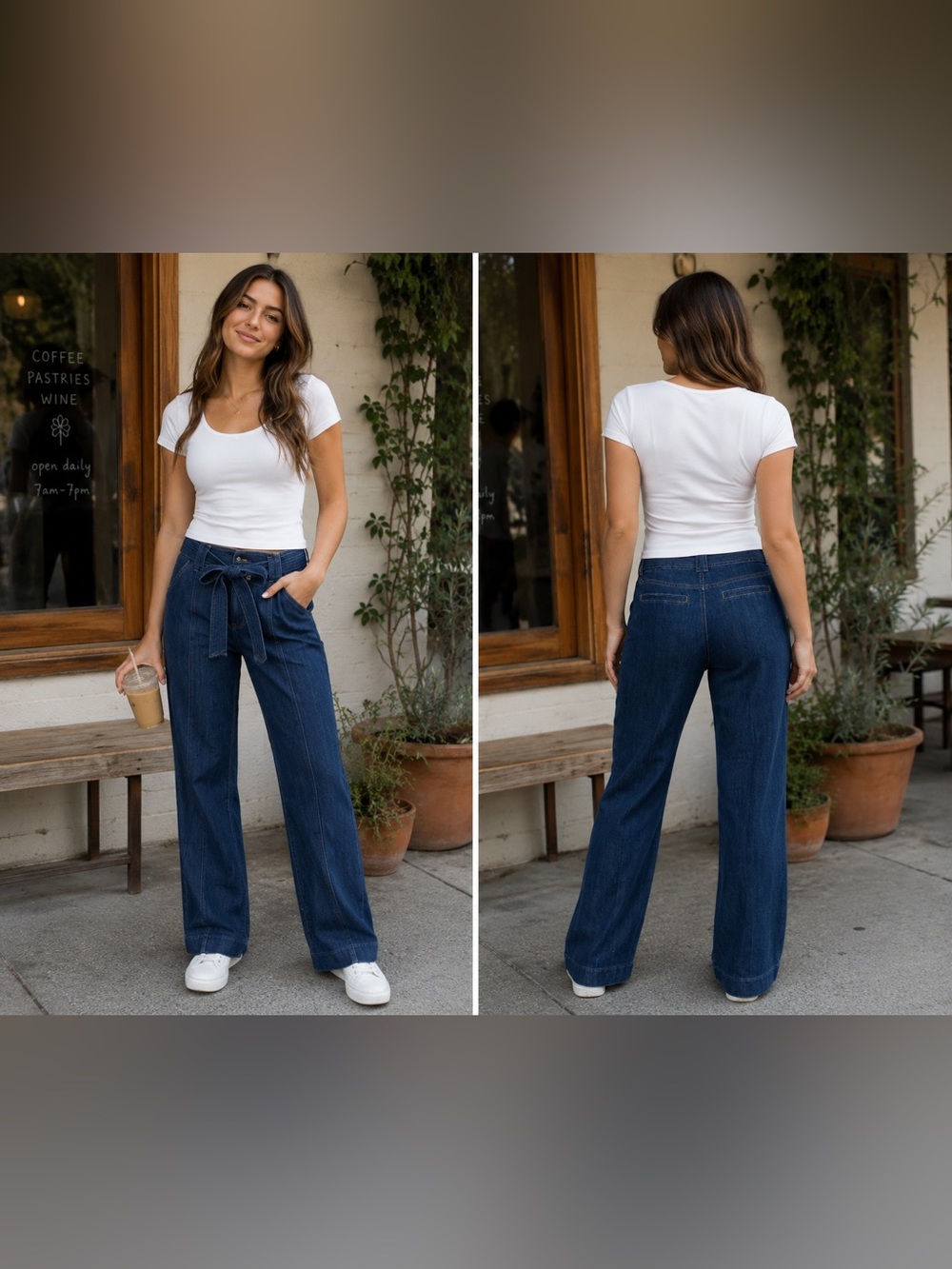 Chico's Dark Blue Denim Jeans W/ Removable Belt & Top Stitching Seam - GUC